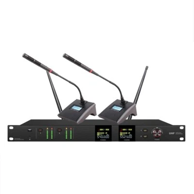 UHF Dual Wireless Conference Room Microphone System 2 Gooseneck Microphone Black - Image 1 of 2