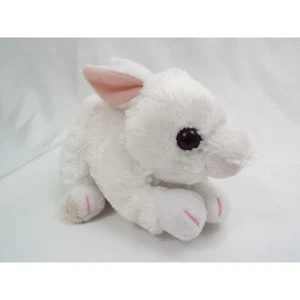 TY Fluffy White Bunny Plush Toy - 7" Adorable Stuffed Rabbit With Pink Ears & Pa - Picture 1 of 7