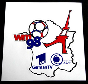 Werbe-Aufkleber Fußball-Weltmeisterschaft Frankreich 1998 ARD ZDF German TV