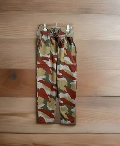 Zara Pants Women's Size 2 TRF Collection Camo Straight Leg Belted Ankle Cropped - Picture 1 of 11
