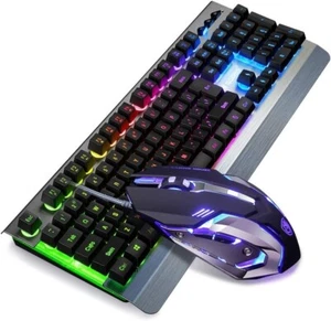 NEW SADES Whisper Gaming Keyboard / Mouse Combo LED RGB Backlit USB Keyboard - Bild 1 von 5