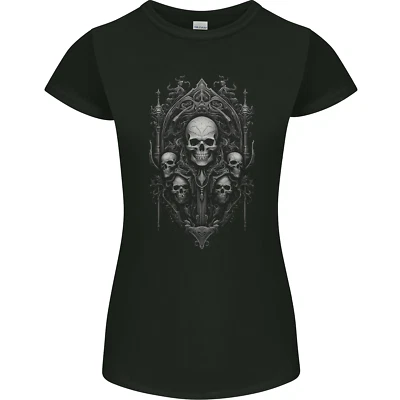 Camiseta Immortal Skulls Gótica Gótica Heavy Metal Rock Mujer Corte Pequeño Foto 1 de 2