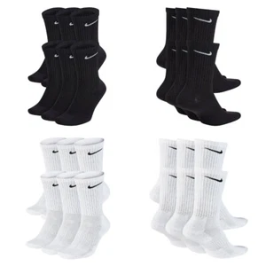 Nike Everyday Dri-Fit 6 Pairs Mens Womens Crew Socks Cushioned Gym Sports Socks - Picture 1 of 13