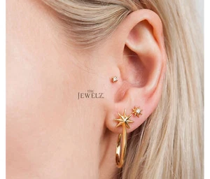 14K massiv Gold Sternschnuppe Creolen - Neu eingetroffen - The Jewelz - Bild 1 von 4