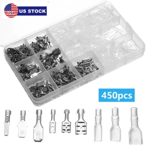 450x Sortiment Stecker Buchse Spaten Klemmen Elektro Draht Crimp Verbinder Kit - Bild 1 von 12