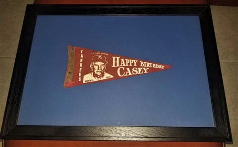 1960 Casey Stengel Happy Birthday Pennant issued July 30th at Yankee Stadium Cover