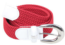 Paul & Shark YACHTING Women's Belt Braided Stretch Leather Size 85 33" Red
