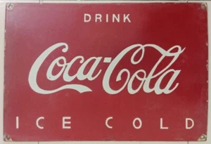 1950s Coca Cola Vintage Porcelain Enamel Signboard, Size 11.2 x 16.2 Inches apx. - Picture 1 of 2