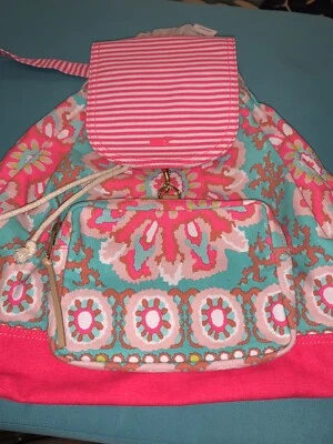 NEW WOMEN'S VINEYARD VINES STRIPE ABSTRACT PINK BACKPACK BEACH BAG DAYPACK NEON - Image 1 of 4