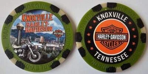 KNOXVILLE HARLEY-DAVIDSON (TN) WIDE Full Color Army Green/Black Poker Chip - Picture 1 of 3