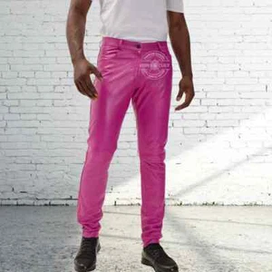 Mens Rich Fuchsia 100% Genuine Soft Lambskin Leather Pants - Picture 1 of 22