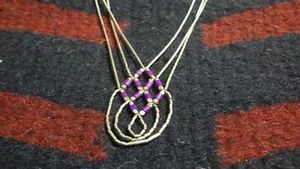 vintage sterling silver purple spiny oyster necklace sun mark 16.25" gorgeous - Picture 1 of 5