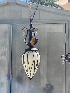 World Imports "Hatillo" Single Light Mini Pendant Caged blown White glass light - Picture 1 of 5