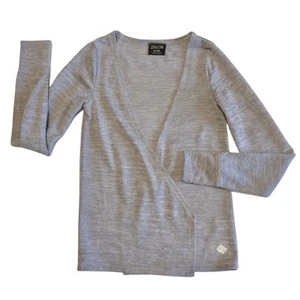 Girls Small Gray Long Sleeve Open Front Athleisure Thumbhole Cardigan Sweater - Picture 1 of 7