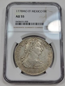 8 Reales de Plata México 1778 Mo NGC AU55 Precioso Original Carolus III *K873 - Imagen 1 de 9