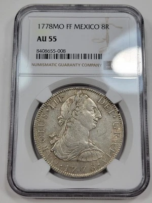 1778 Mo Mexico Silver 8 Reales NGC AU55 Lovely Original Carolus III *K873 - Image 1 of 4