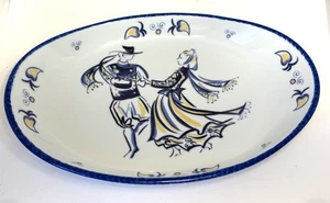 Quimper Krocket Frankreich Oval Servierplatte Schale Tanzendes Paar 12”X 8” - Bild 1 von 5