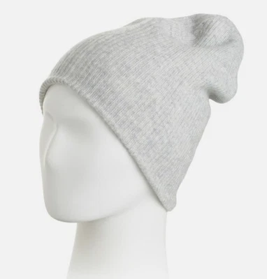 Nuevo con etiquetas Gorro Hannah Rose 100% Cachemira Ultraluxe Gris Claro Acanalado Unisex Foto 1 de 4