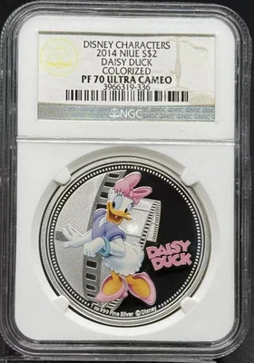 2014 Disney Character Daisy Duck Silver NGC PF-70 ULTRA CAMEO COLORIZED - Image 1 of 2