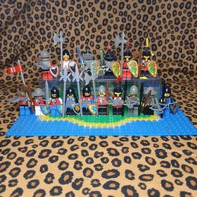 Vintage LEGO Castle Minifigure Lot &ndash; Knights, Weapons, Shields - Dragon Lion Bat