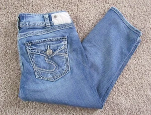 Jeans donna argento taglia 30 lavaggio medio denim Suki surplus vita bassa Capri - Foto 1 di 8