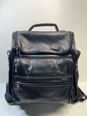 TUMI Black Nappa Genuine Leather Black Laptop Backpack Model 96081D4 Vintage - Image 1 of 4