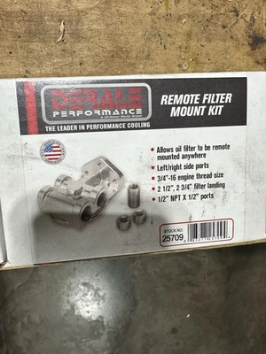 Filtro de aceite de motor Derale montaje remoto 25709; aluminio para filtros 3/4-16 Foto 1 de 4