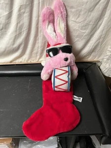 Medias de Navidad Energizer Battery Bunny 27" de colección tambor de sujeción 1993 rosa retro - Imagen 1 de 6