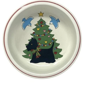 MIKASA Scottie Dog Christmas Tree Ceramic Bowl 8” Scotch Pine - Picture 1 of 5