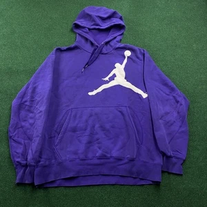 Vintage Jordan Brand Hoodie Mens L Purple Y2K Big Logo Jump Man Sweatshirt - Picture 1 of 9