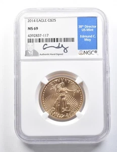2014 $25 American Gold Eagle Moy 1/2 Oz Gold MS69 NGC *1356 - Picture 1 of 3