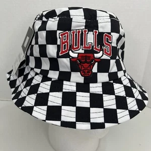 Ultra Game NBA Chicago Bulls Bucket Hat OSFA Black White Checkered Boonie NWT - Picture 1 of 10