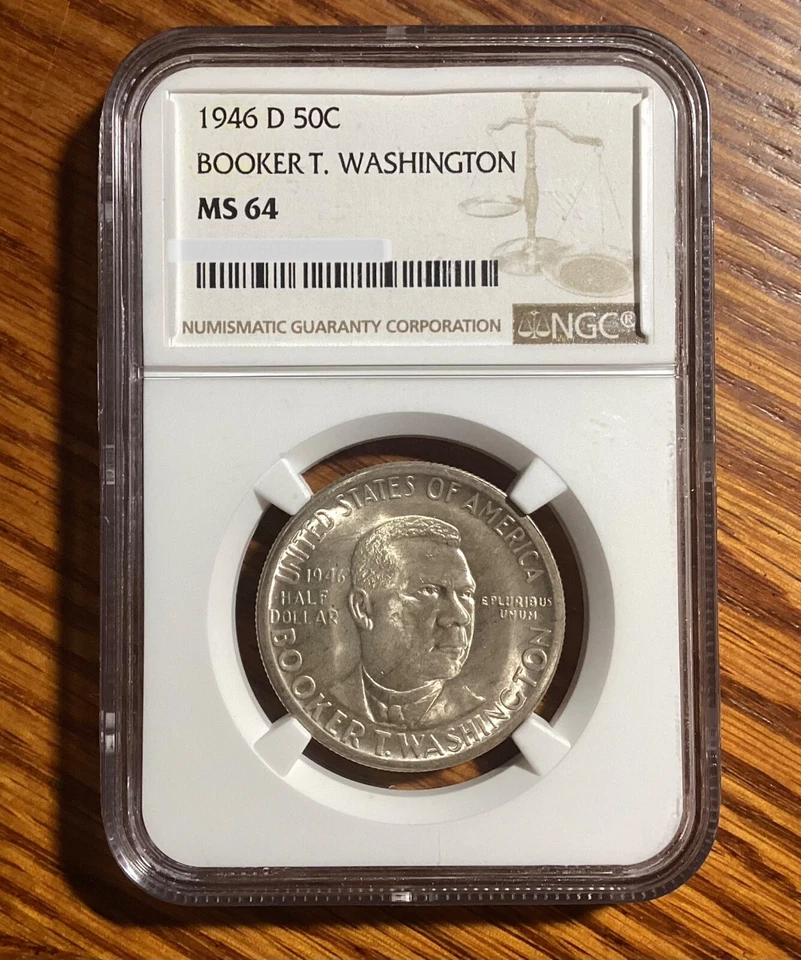 NGC MS64 United States 1946 D Booker T. Washington Memorial ½ Dollar Silver Coin - Image 1 of 3
