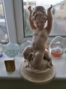 Antique Porcelain Lamp Figure Boy And Sea Creatures - Picture 1 of 9