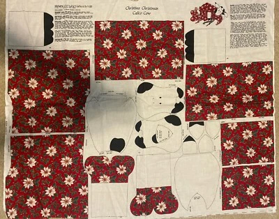 Christina Navidad Calico Vaca Tela Vaca Muñeca Panel Corte y Coser Flores de Pascua Foto 1 de 4