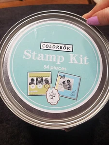 Kit de estampillas Colorbok cubo 54 piezas nuevo álbum de recortes almohadilla de tinta brillo acentos troquelados - Imagen 1 de 4