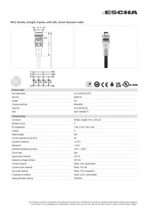 Escha AL-WAK4P2-5/S370 M12, hembra, recta, 4 polos, con LED, sensor-/actuato - Imagen 1 de 3