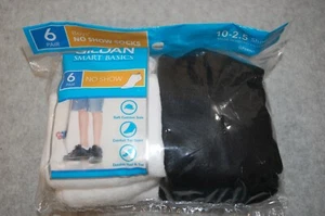 Boys 6 PAIR NO SHOW SOCKS Cushioned Sole 3 BLACK, 3 WHITE Fits Shoe Size 10-2.5 - Picture 1 of 1