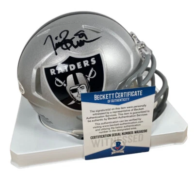 Tim Brown Signed Autograph Oakland Raiders Mini Helmet Beckett COA 3 - Image 1 of 4