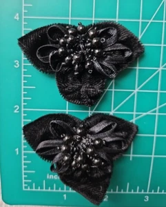 Vintage Kleiderclips aus schwarzem Samt...Vintage Black Velvet - Bild 1 von 4