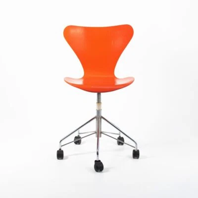 1979 Arne Jacobsen for Fritz Hansen Model 3117 Adjustable Desk Chair in Orange - Image 1 of 4