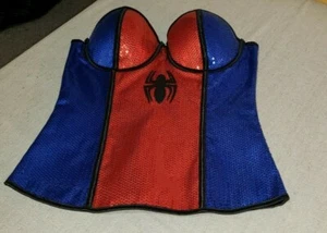 MARVEL COMICS SPIDER GIRL RUBIES ADULT COSTUME SEQUINED BUSTIER CORSET NWT MED - Picture 1 of 5