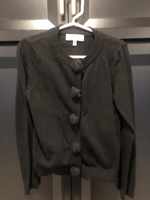 Cárdigan negro con botones Milly Minis para niñas con acento de pompones talla 6/7 Foto 1 de 4