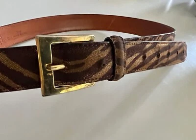 Eliza B. ladies brown leather belt with animal print, from 30 in - 37 in Foto 1 de 4