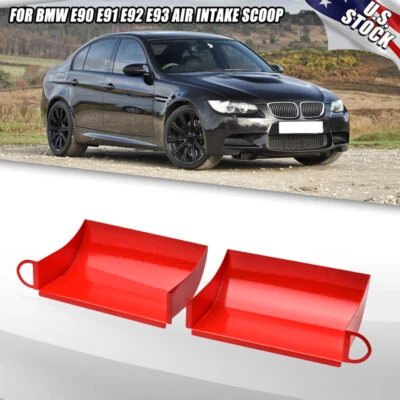 CNC For BMW E90 E91 E92 E93 328i 335i 335xi Red Air Intake Scoop Stainless Steel - Image 1 of 4