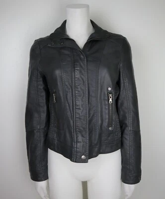 CHAQUETA DE MOTO MUJER GRIS IMITACIÓN CUERO GRIS - A.N.A. - TALLA S Foto 1 de 4