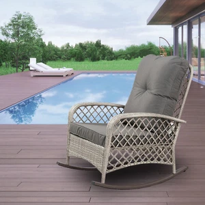 Rattan Rocking Chair Rocker Garden Furniture Seater Patio Bistro Recliner Grey - Picture 1 of 6