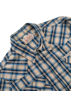 True Religion Shirt Mens XL Blue Plaid Western Vintage Pearl Snap Modern Cowboy - Picture 1 of 8