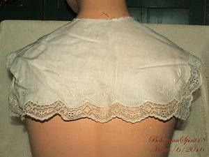 FANTASTICO RICAMO IN PIZZO BIANCO LINO VINTAGE COLLARE COMPLETO vecchio/Nuovo Stock - Foto 1 di 4