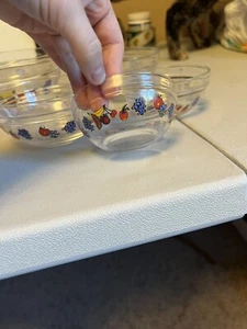 clear glass 5 bowl set with fruit designs - Picture 1 of 4